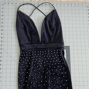 Black Velvet and Rhinestone Mermaid Dress